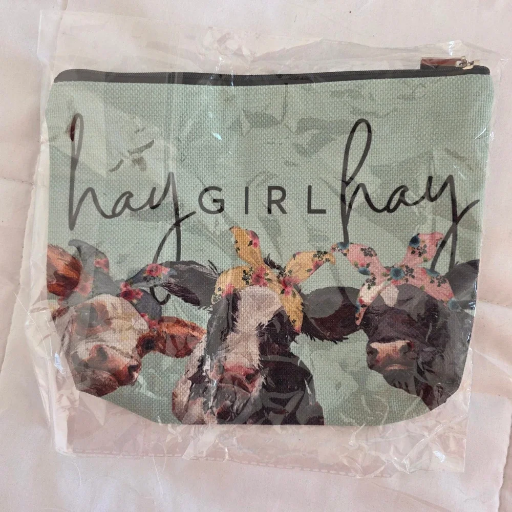 Cute Cow Hay Girl Hay Zipper‎ Pouch Cosmetic Bag Travel Organizer